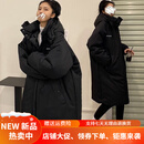 暖冬鸭鸭特大号加厚羽绒棉服女300斤胖妹妹特大码女长款过膝派克服显瘦胖m 2XL