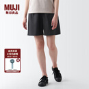 无印良品（MUJI）女式 水洗 平纹 短裤女夏 裤子 休闲短裤 多巴胺纯棉全棉BEC27A3S 黑色 M 160/66A