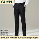 GUYN轻奢男装品牌男裤2025夏款防皱商务休闲男士西裤弹力休闲裤男 黑色 黑色 30