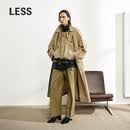 LESS【商场同款】2025年秋新款全棉休闲长款风衣外套女2P8916340 355闷青色 M