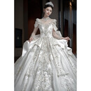 欧维沃婚纱新娘主纱2025高级感大码白色法式礼服25新款高级质感重工奢华 白色齐地婚纱 M