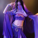 （CK）小橙子异域风情舞姬古典舞蹈演出服表演飘逸性感影楼拍摄装考 紫色全套（头巾+额饰+腰链+面纱） M