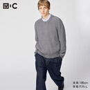 优衣库男装/男女同款圆领针织开衫/长袖毛衣毛衫外套479731 04 烟灰色 L /175/100A