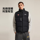 李宁（LI-NING）（LI-NING）棉马甲CBA系列男子2025秋季新款简约舒适运动休闲棉服 标准黑（背后大LOGO） XL