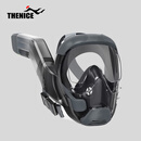 OUZEY浮潜面罩潜水镜成人可配近视高清防雾面罩全干式呼吸管潜水装备 神秘黑【M】