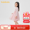 巴拉巴拉童装女童连衣裙儿童针织裙子2025春蝴蝶结网纱裙甜美209125111003