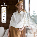哈吉斯（HAZZYS）女装 秋季款女士【PHIZ系列】宽松半门襟拉链套头卫衣女 米黄色OW M (160/84A 38)