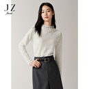 玖姿（JUZUI）浪漫法式镂空蕾丝修身内搭上衣女2025秋季新款JTFQ80102 米白 M