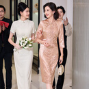 勤驰喜婆婆婚宴装2525新款春秋年轻结婚妈妈礼服裙感平时可穿十月 香槟色七分袖 M 92-102斤