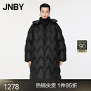 JNBY/江南布衣【波朗尼】秋冬中长款羽绒服女水波纹连帽5OAC12630 001/本黑 XS