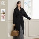 对白（DUIBAI）【AN大码系列】100%绵羊毛大衣冬季新款微胖mm高级感双面毛呢外套 魅影黑 M 建议体重110-125