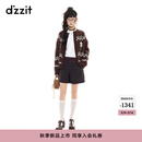 DZZIT地素针织外套2025秋季新款美拉德复古嵌花设计上衣女3J3E5411W 黄褐色 S