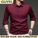 GUYN轻奢男装品牌Polo衫男2025秋季翻领长袖T恤男爸爸装商务休闲 酒红色 酒红色 M 105