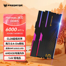 宏碁掠夺者（PREDATOR）32G(16G×2)套装 DDR5 6000频率 台式机内存条 Hermes冰刃系列 RGB灯条(C28) 石耀黑 AI电脑配件