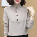 【爆款推荐】2025新款时尚洋气百搭气质长袖德绒打底衫女士显瘦 燕麦色 L 【90-110斤】
