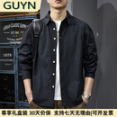 GUYN轻奢男装品牌2025春季新款百搭长袖衬衫外套男休闲时尚夹克衫 黑色 黑色 L 120140斤