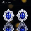 利罗基尼耳钉女士蓝色宝石斯里兰卡耳环高端耳饰品妇女节生日礼物 1.07克拉蓝宝石耳钉 白金色