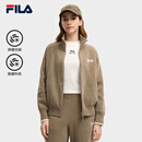 FILA斐乐官方女士编织外套2025冬新款时尚休闲宽松拉链毛衣开衫 豆青褐-BN M 165/84A/M