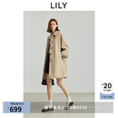 LILY敦煌系列2025秋新款女装复古雅丹风长绒棉通勤卡其色风衣外套 717卡其 L