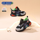 江博士（DR·KONG）冬季男女童舒适学步鞋 潮流时尚灯鞋魔术贴儿童运动鞋 黑/银/灰 27 脚长约16.2-16.8
