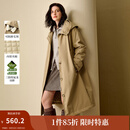 茵曼（INMAN）2025秋冬女装新款夹棉三防可拆毛领棉服长款宽松风衣外套 卡其色 M