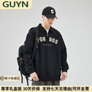 GUYN高端品牌男装2025秋季新款潮牌长袖Polo衫男美式复古宽松翻领上衣 黑色 黑色 L 建议(120-140斤)