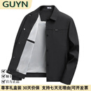 GUYN轻奢男装品牌夹克男2025春季商务休闲时尚翻领青年男士外套 黑色 黑色 XL 180