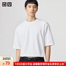 优衣库男女装大师T AIRism宽松圆领T恤五分袖短袖475355 465185 475355/00白色 L /175/100A