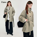 fano studios范洛Fano 慵懒氛围感重工分割水洗工艺质感松弛短风衣外套女秋季 卡其灰第二批 S