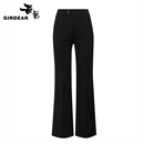 哥弟（GIRDEAR）新款高腰通勤显瘦四面弹百搭显瘦直筒裤长裤110027 黑色 2XL 6码145斤内