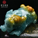 可玉可求玉石孤品翡翠玉貔貅手把件 寓意事业如意 掌握乾坤亲朋好友礼物 款二 F1395