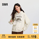 森马（Semir）地理系列卫衣女冬季图案插肩袖加绒连帽上衣101724116010
