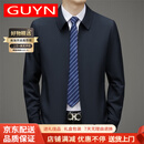 GUYN男装品牌夹克男2025春秋季商务翻领薄款中年爸爸装茄克衫 藏青色 M 170(120-140斤)