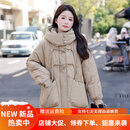 暖冬鸭鸭300斤胖妹妹大码羽绒服加肥加大码新款时尚显瘦230特女中长款牛角 卡其棕 3XL :150-180斤