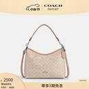 蔻驰（COACH）奥莱女士女包经典标志LAUREL流浪包单肩包斜挎通勤麻将包 SV/沙黄色/灰褐色