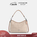 蔻驰（COACH）奥莱女士女包经典标志LAUREL流浪包单肩包斜挎通勤麻将包 SV/沙黄色/灰褐色