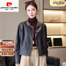 皮尔卡丹（pierre cardin）2025秋冬新款小湖羊皮毛一体外套女短款立领年轻时尚皮草大衣 奶咖棕 S