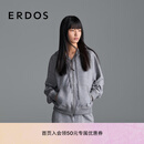 ERDOS【精密针织】25秋冬圆机上衣双开拉链运动短外套女连帽卫衣 玛瑙灰 S 160/80A