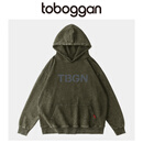 toboggan重磅做旧水洗连帽卫衣男女潮牌高街复古风宽松 军绿色 XL 170-200斤