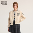 Teenie Weenie小熊女装外套2025秋季新款休闲时尚运动感活力棒球服 象牙白 S