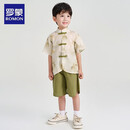 罗蒙儿童新中式汉服男童端午演出古风唐装毕业演出服 绿色 130