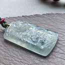 艺品匪萃【一念风云动】 老料起杠冰种飘蓝花生肖龙牌 翡翠挂件50811002