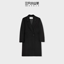 三只小山羊【秋冬新品·欧巴】双面呢男士100羊绒大衣外套 长款毛呢大衣 黑色 S
