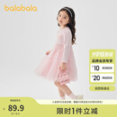 巴拉巴拉童装女童连衣裙儿童针织裙子2025春蝴蝶结网纱裙甜美209125111003