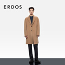 ERDOS【秀场同系列】男装纯骆驼绒年秋冬单排扣西服领中长款毛呢大衣 无染驼绒色 M 170/92A