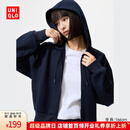 优衣库【超品好价】女装快干休闲拉链连帽外套长袖运动卫衣479603 69 藏青色 L /160/88A