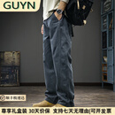 GUYN高端品牌男装美式潮牌男士休闲裤2025秋季新款拼接工装裤男士裤子 灰色 灰色 M 体重118-130斤