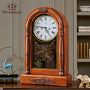 meishijia实木机械台钟客厅欧式座钟德国赫姆勒中式复古钟表桌面大号摆钟 德国赫姆勒五音机械机芯