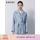 ERDOS 翻领落肩袖系带双面毛呢宽松大衣女羊绒大衣 晨雾蓝 160/84A/M