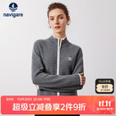 Navigare意大利小帆船女士全羊毛针织衫毛衣开衫外套2334094503 灰/白 L 